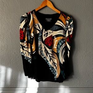 Chico’s | Puff Sleeve Colorful Print Elevated Tee | Size 1